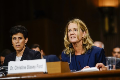 Christine Blasey Ford testifying to Senate committee