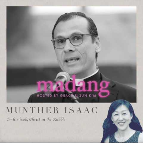 Image of Munther Isaac on Madang podcast logo