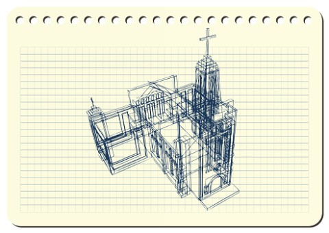 sketch of a church