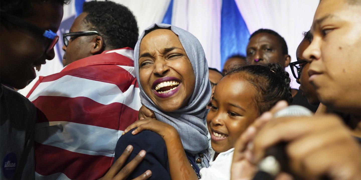 Ilhan Omar celebrating